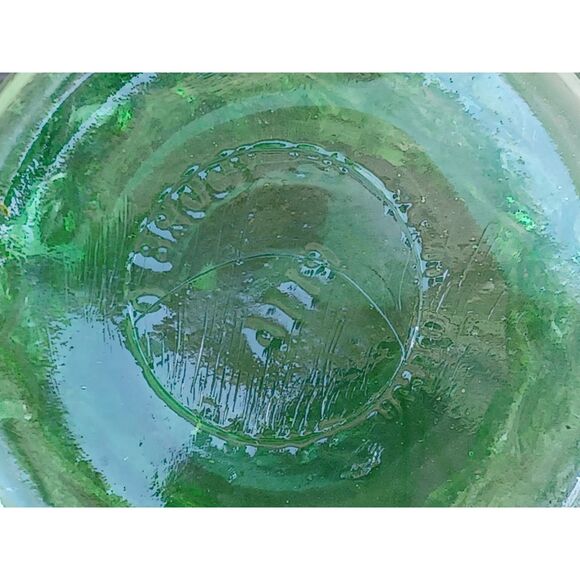 Vintage E.O. Brody Co. 1960s Emerald Green Crinkle Glass EAPG Flower Pot Vase - Picture 8 of 11